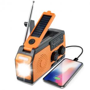 Solar Powered Hand Crank Dynamo AM/FM/NOAA Flashlight Radio with Phone Charger